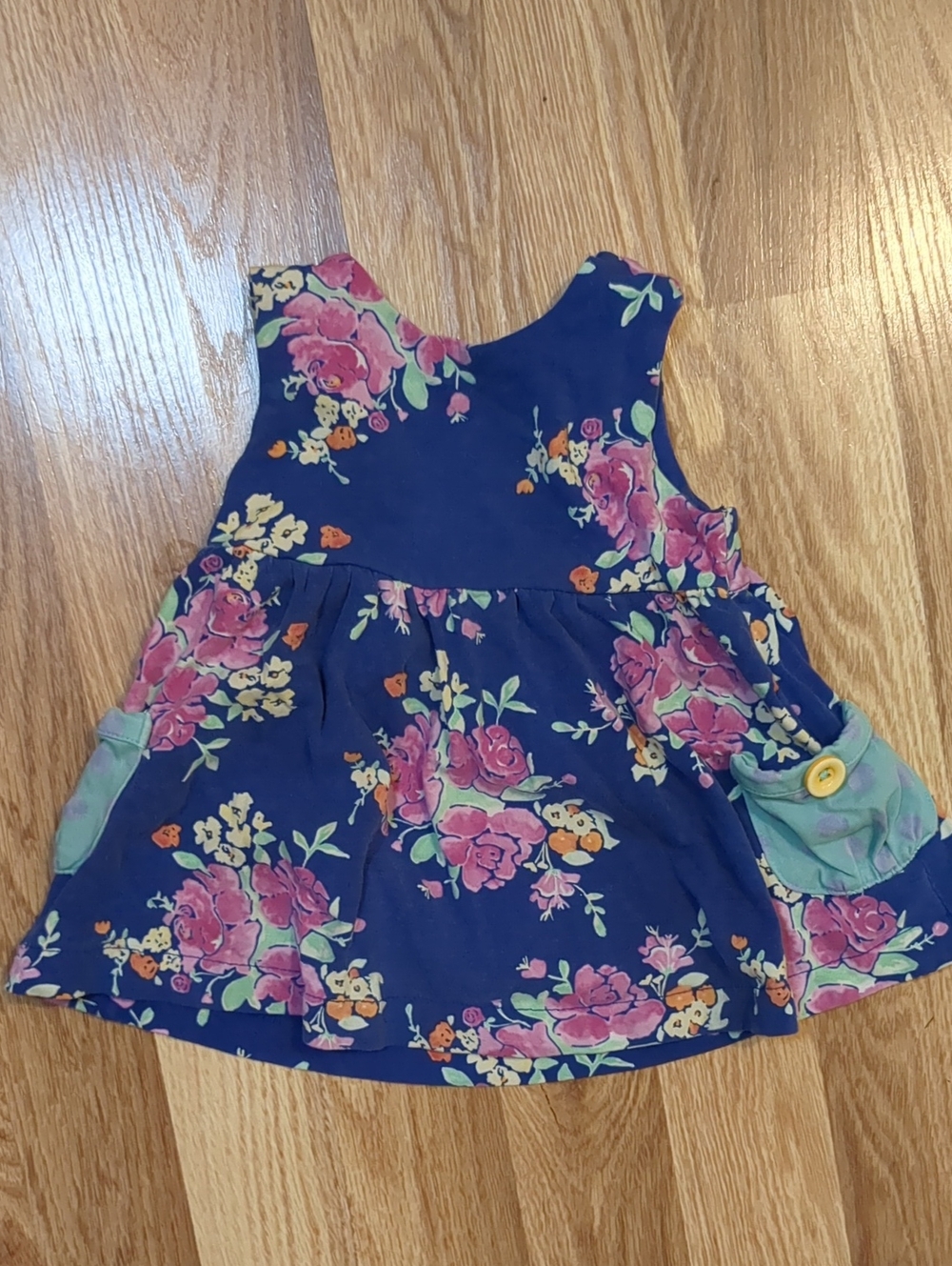 Matilda Jane Girls Navy Floral Sleeveless Dress Top With Tie Back 6-12 Mo